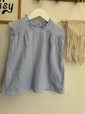 Pink Chicken - girls 7y - blue and white striped top